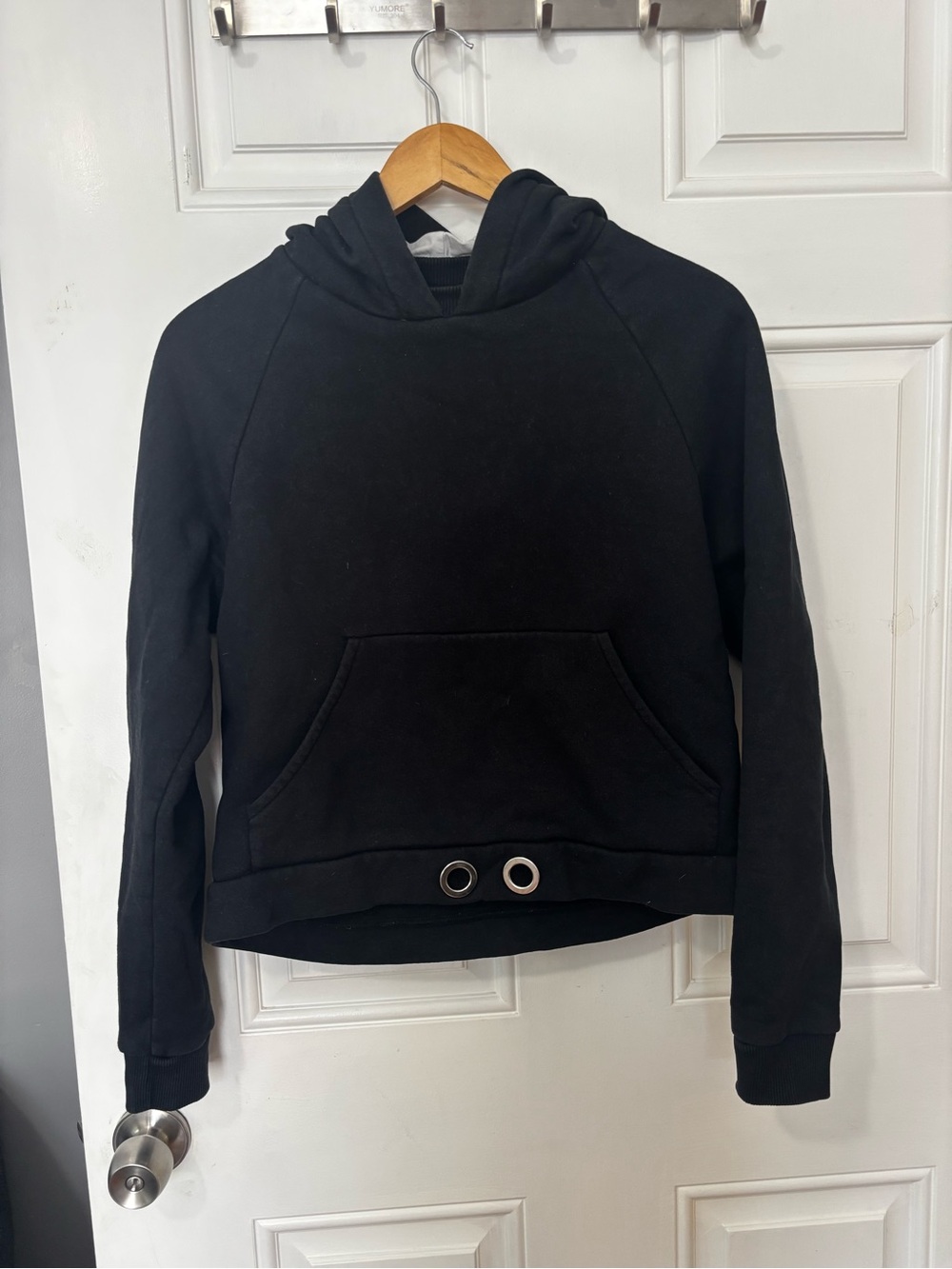 Acne studios hoodie med black Vania FL PSS15 grommet sweatshirt Athleisure